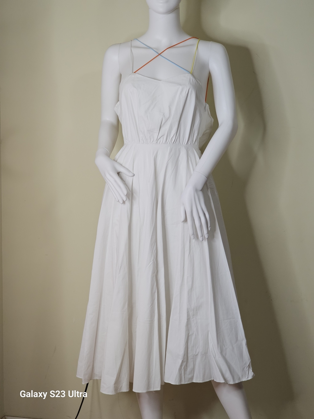 White Midi Sundress with Multicolor Straps